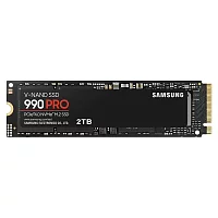Твердотельные накопители/ Samsung SSD 990 PRO, 2000GB, M.2(22x80mm), NVMe 2.0, PCIe 4.0 x4, V-NAND TLC, R/W 7450/6900MB/s, IOPs 1 400 000/1 550 000, DRAM buffer 2048MB, TBW 1200, DWPD 0.33 (12 мес.) (MZ-V9P2T0BW)