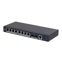 DAHUA DH-SG4010-2F 10-портовый управляемый коммутатор, уровень L2, 8xRJ45 1Gb, 2xSFP 1Gb uplink, коммутация 20 Гбит/с, MAC-таблица 8К, металл