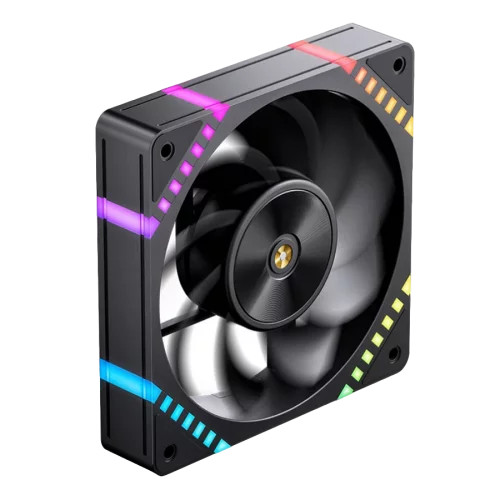 Кулер для корпуса/ Case Cooler JONSBO HF2-120BR Reverse (120x120x25mm, 4-pin PWM, ARGB, 63.3CFM, 29.5dBA, 2200RPM, Black)