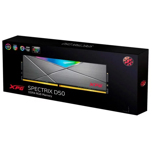 Модуль памяти ADATA 32GB DDR4 UDIMM, XPG SPECTRIX D50, 3200MHz CL16-20-20, 1.4V, RGB, Серый Радиатор (AX4U320032G16A-ST50) фото 2