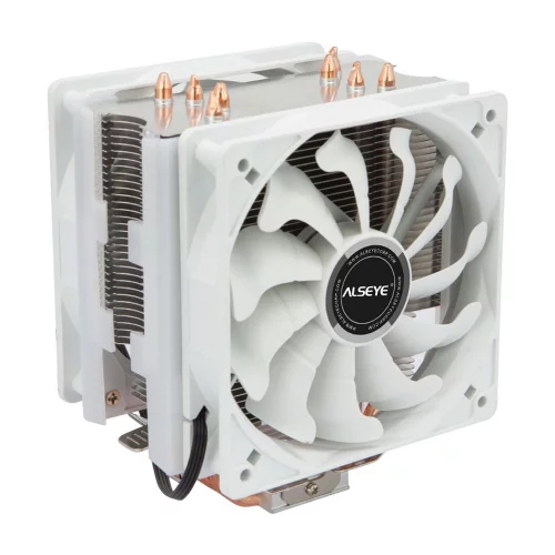 Вентилятор ALSEYE S120D-W Universal, TDP 135W, 2x120FAN, 4 heat pipe, WHITE, PWM, RTL{20} (874265) (AS.01.07.0018)