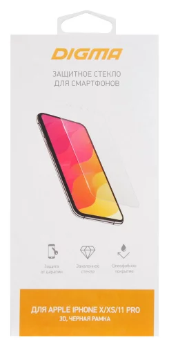 Защитное стекло для экрана Digma 3D черный для Apple iPhone X/ XS/ 11 Pro 3D 1шт. (DGG3AP11PA)