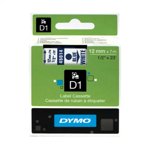Картридж ленточный Dymo D1 S0720540 12 мм x 7 м, белый шрифт/синий фон для Dymo фото 2