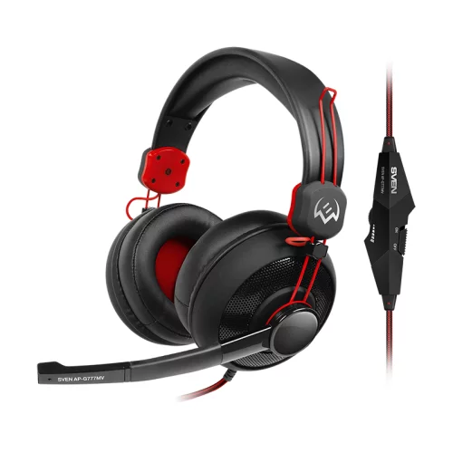 Игровые наушники с микрофоном SVEN AP-G777MV, черный-красный (SV-014209)