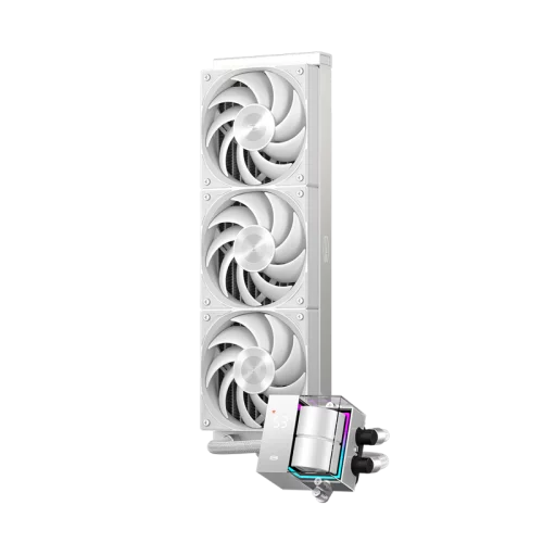 Система охлаждения/ PCCooler DS360 WH (310W, 360mm, LED temp., White, ARGB Pump/ Fans: 3x120mm, 86.73CFM, 28dBA, 2200RPM/ Pump height 67mm, 28dBA, 3200RPM, Rad thickness 27mm/ S: 1851, 1700, 1200, 20XX, 115X, AM5, AM4)