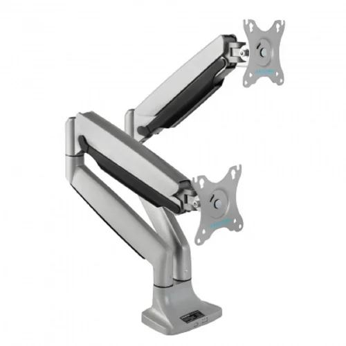 Кронштейн для мониторов KROMAX OFFICE-22 silver (настольный, 17-35, max 2x15кг, 6 ст св., нак. ±90°, пов. 360°) (90636)