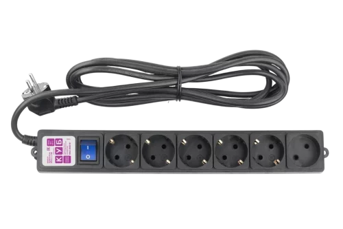 Фильтр-удлинитель Power Cube 3,0 м 6 розеток (5 евро + 1 б/ заземления), кабель 3*1.5мм (черный) 16А/ 3,5кВт/ Power Cube Extension Filter 3.0 m 6 sockets (5 euro + 1 w/ o grounding), cable 3*1.5 mm (bla (SPG6-B1)