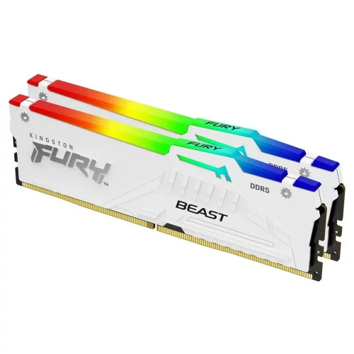 Комплект модулей памяти Kingston 64GB DDR5 6000 DIMM CL30 FURY Beast White RGB EXPO Non-ECC Unbuffered DIMM (Kit of 2) 2RX8 30-36-36 1.4V 288-pin 16Gbit (KF560C30BWEAK2-64)