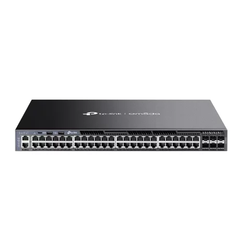 коммутатор TP-Link SG6654X, Omada 48-Port Gigabit Stackable L3 Managed Switch with 6 10GE SFP+ Slots Radius/Tacacs+ Authentication, LACP, CLI, SNMP, Dual Image/Configuration, IPv6, Dual Redundant Power Supplies