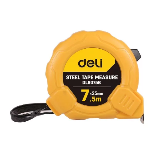 Рулетка Deli DL9075B 7,5м*25мм, метрическая, ударопрочный корпус
