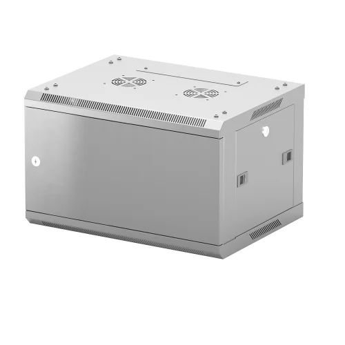 NEOMAX Шкаф телекоммуникационный настенный 6U (600х350), металлическая дверь, замок-ключ (3 шт), разборный, цвет серый (1 коробка) [NCB-WM6U-6035MK3-100-GY]