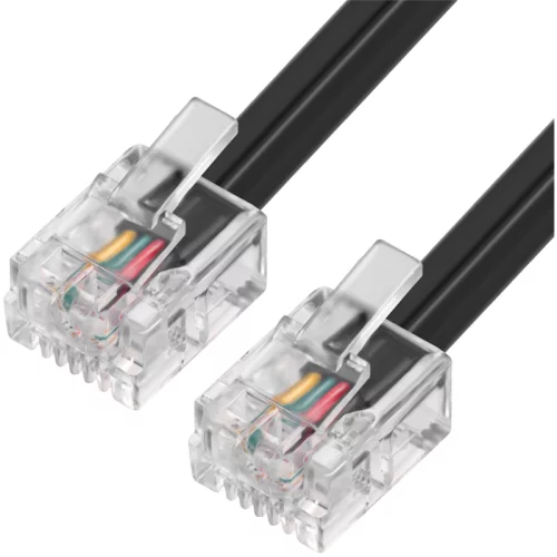 Greenconnect Телефонный шнур удлинитель для аппарата 2.0m GCR-TP6P4C2-2.0m, 6P4C (джек 6p4c - jack 6p4c) черный