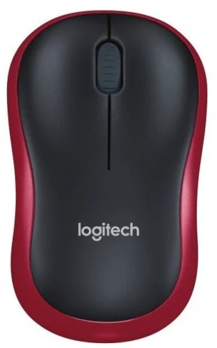 Мышь Logitech M186 черный/ красный оптическая (1000dpi) беспроводная USB2.0 для ноутбука (3but) (910-004133)