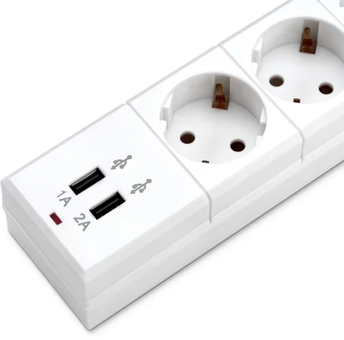 Сетевой фильтр Buro BU-SP5_USB_2A-W 5м (6 розеток) белый (коробка) фото 5
