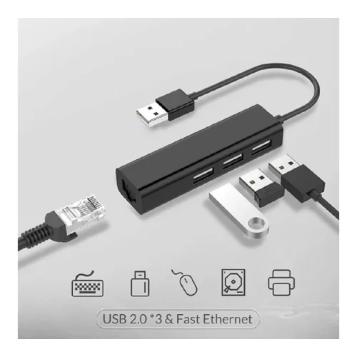 5bites UA2-45-06BK Кабель-адаптер USB2.0 / 3*USB2.0 / RJ45 100MB / BLACK фото 3