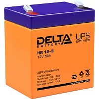 Батарея DELTA серия HR, HR 12-5, напряжение 12В, емкость 5Ач (разряд 20 часов), макс. ток разряда (5 сек.) 75А, макс. ток заряда 1.5А, свинцово-кислотная типа AGM, клеммы F2, ДxШxВ 90х70х101мм., вес 1.8кг., срок службы 8 лет./ Battery DELTA series HR, HR