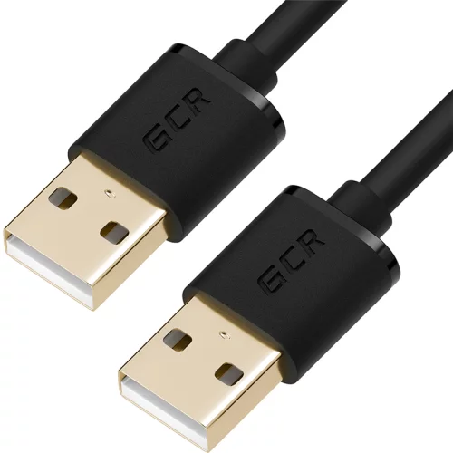 GCR Кабель 3.0m USB 2.0, AM/AM, черный, позолоченные контакты, 28/28 AWG, экран, армированный, морозостойкий (GCR-UM5M-BB2SG-3.0M)