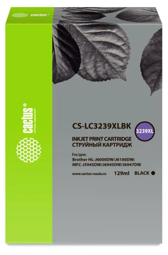 Картридж струйный Cactus CS-LC3239XLBK черный пигментный (129мл) для Brother HL-J6000DW/J6100DW с чипом