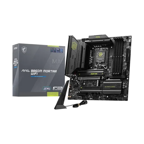 Материнская плата MSI MAG B860M MORTAR WIFI B860, LGA1851, 4*DDR5, 1*PCIEx16, 1*PCIEx4, 3*M.2, 2*TypeC, 3*USB3.2Gen2, 2*USB3.2 Gen1, 8*USB2.0, 4*SATA3.0, 5G, Type-C(DP), DP, HDMI, M-ATX, RTL