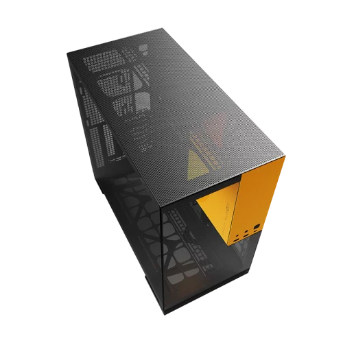Корпус ПК без блока питания/ Case Geometric Future Model 5, Midi-Tower, TG, no fans, 2xUSB-A 3.0, 1xUSB 3.2 Type-C, E-ATX, ATX, mATX, mITX Black/ Yellow (1AM5WKBY00100) фото 5