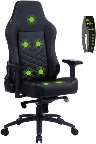 Кресло игровое Cactus CS-CHR-0112BL-M с вибромассажем черный экокожа с подголов. крестов. черный фото 9