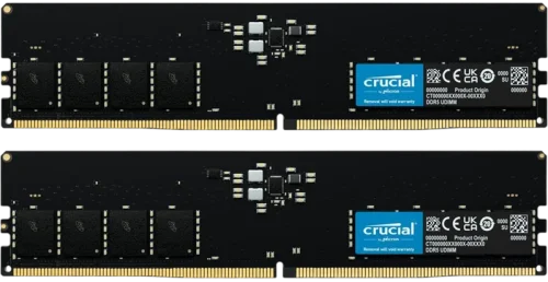Оперативная память Crucial by Micron DDR5-5600 64GB Kit (2x32GB) UDIMM CL46 Black 1.1V, 1 Year Warrаnty (CT2K32G56C46U5)