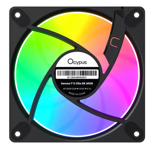 Вентилятор для корпуса Ocypus Gamma F12 Elite BK ARGB 3 IN 1, 120x120x25mm, 4-PIN PWM, 600-1800 RPM, 26 DBA MAX, HYDRO BEARING фото 7