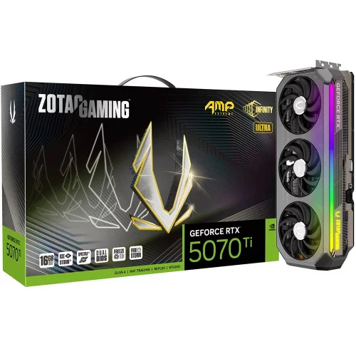 Видеокарта Zotac RTX5070Ti AMP EXTREME INFINITY ULTRA 16GB GDDR7 256bit 3xDP HDMI 3FAN PREMIUM PACK (ZT-B50710BU-10P)