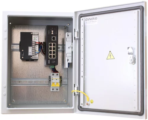 Уличный коммутатор OSNOVO OS-341(SW-60812/I) Уличный коммутатор на базе уличной станции OSNOVO OS-341. Порты: 6 x FE (10/100Base-T) с PoE (до 30W) + 2 x FE (10/100Base-T) с PoE (до 60W) + 1 x GE (10/100/1000Base-T) + 2