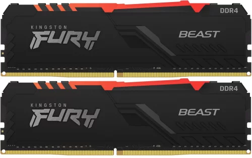 Память оперативная/ Kingston 16GB 3200MT/s DDR4 CL16 DIMM (Kit of 2) FURY Beast RGB (KF432C16BB2AK2/16)