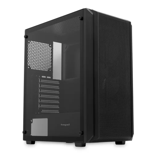 Корпус без блока питания/ Case HSPD M730, Mesh Mid Tower, Black, TG, 0.4 SPCC, no fans, E-ATX, ATX, mATX, mITX, 155/ 280/ 175-200mm, 2x2.5