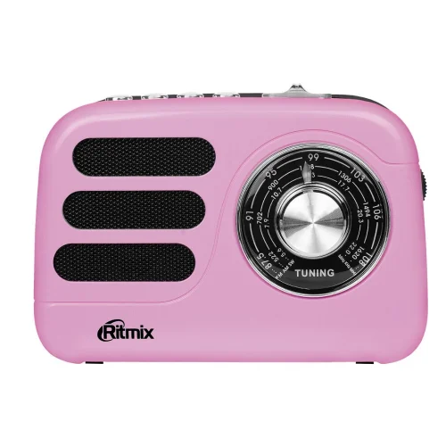 RITMIX RPR-033 PINK {Радиоприёмник порт 3хдиапазонный FM/AM/SW, Bluetooth v.5.3, воспр. с USB и с карт памяти micro SD (до 32Gb), динамик 52мм 5 Вт 4 Ом}