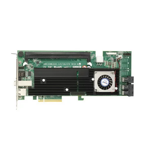 RAID-контроллер Areca ARC-1883ix-12 PCIe 3.0 x8 Full Profile, SAS/ SATA 12G, RAID 0,1,5,6,10,50,60, 16port (3*int SFF8643 + 1*ext SFF8644), Cache 2GB (up to 8GB), RTL {5} (411338)