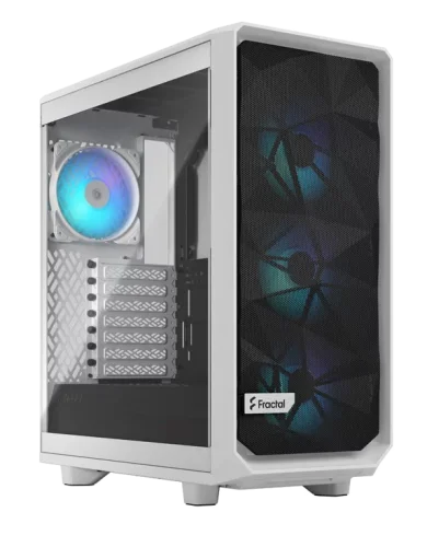 Корпус ПК без блока питания/ Case Fractal Design Meshify 2 Compact RGB TG Light Tint, Midi-Tower, 4x120mm RGB, 2xUSB-A 3.2 + 1xUSB 3.2 Type-C ATX, mATX, mITX White (FD-C-MES2C-08)