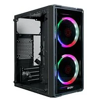 Корпус Ginzzu B177 2*USB 2.0,AU FAN 2*12 LED передняя и боковая панель стекло (B177#NTL)