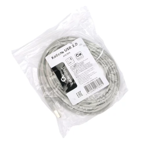 Cablexpert Кабель USB2.0 AM/BM, медь, Pro, 4.5м, серый, пакет (CC-USB2-AMBM-15-N) фото 3