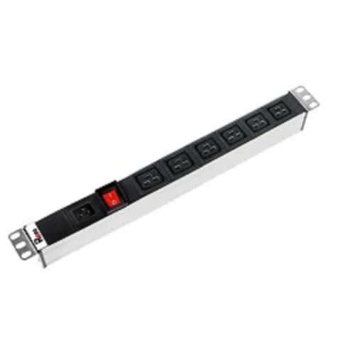 ЦМО Блок розеток Rem-16 с выкл., 6 IEC 60320 C19, вход IEC 60320 C20, 16A, алюм., 19 (бывш R-16-6C19-V-440) (R-16-6C19-V-440-Z)