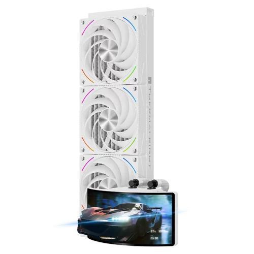 Водяное охлаждение для процессора/ Water Cooling System Thermalright Rainbow Vision 360 Turbo (360mm, LED, White, ARGB/ Fans: 3x120mm, 120.38CFM, 44.7dBA, 3000RPM/ Pump height 86mm, 6400RPM, Rad thick (R-VISION-TURBO-WH-360-ARGB)