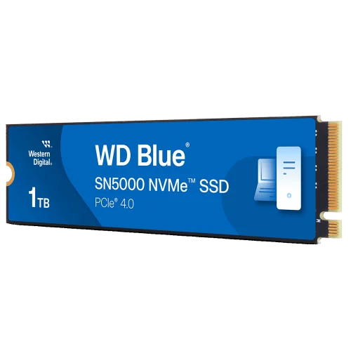 Твердотельный накопитель Western Digital Blue SN5000 SSD M2.2280 PCIe 4.0 1Tb, 5150MBs/4900MBs, TBW 600, WDS100T4B0E, 1 year