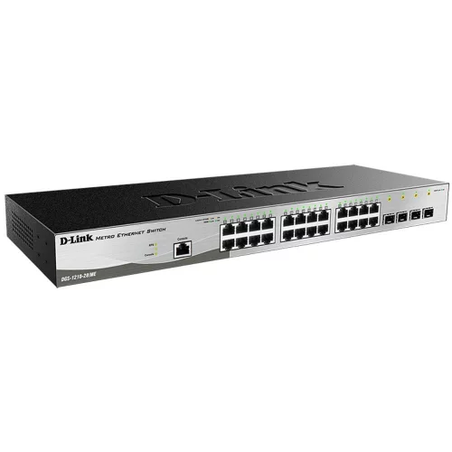 Коммутатор/ DGS-1210-28/ME/P/B Managed L2 Metro Ethernet Switch 24x1000Base-T, 4x1000Base-X SFP, Surge 6KV, CLI, RJ45 Console, RPS, Dying Gasp, power supply unit with UPS function (DGS-1210-28/ME/P/B2A)