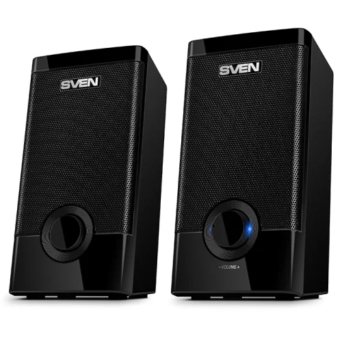 Колонки пластиковые SVEN 318, чёрный, акустическая система 2.0 (USB, мощность 2x2.5 Вт(RMS)), черный (SV-015176)