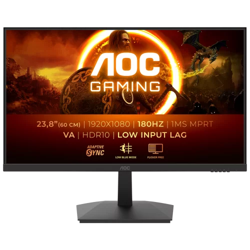 МОНИТОР 23.8 AOC 24G15N2 Black (VA, 1920x1080, 180Hz, 1 ms, 178°/ 178°, 250 cd/ m, 80M:1, +2xHDMI 2.0, +DisplayPort 1.4) фото 2