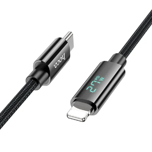 HOCO Кабель USB2.0 Hoco Type-C/ Lightning, 2.4А, 27Вт, с дисплеем, U125, 1.2м, черный, коробка (HC-11879)