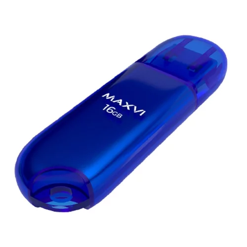 Maxvi USB Drive 16GB P1 blue, монолит с колпачком, ABS пластик, USB 2.0 (5368)