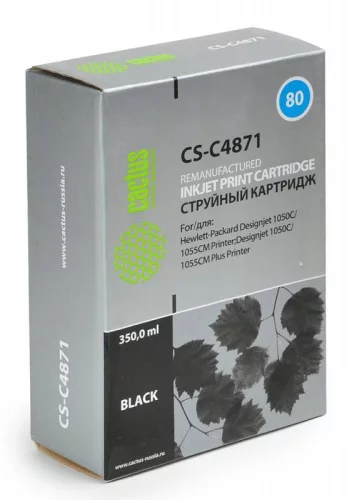 Картридж струйный Cactus CS-C4871 №80 черный для HP DJ 1050C/1055CM/1000 с чипом