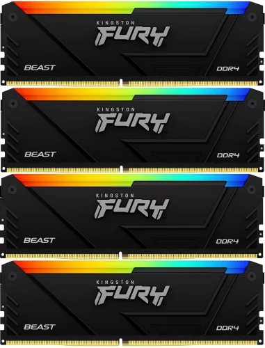 Память оперативная/ Kingston 32GB 3600MT/s DDR4 CL17 DIMM (Kit of 4) FURY Beast RGB (KF436C17BB2AK4/32)