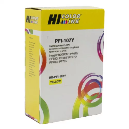 Картридж струйный Hi-Black PFI-107Y желтый 130 мл для Canon iPF680/ 685/ 780/ 785 (1100069)
