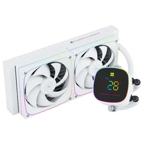 Система жидкостного охлаждения/ Water Cooling System Thermalright Frozen Horizon 240 Digital (240mm, LED temp., White, ARGB/ Fans: 2x120mm, 68.9CFM, 28.2dBA, 2000RPM/ Pump height 53.2mm, Rad thickness (F-HORIZON-DIGITAL-WH-240-ARGB)