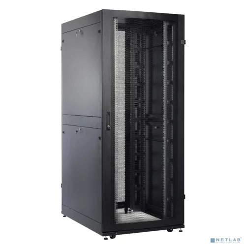 Шкаф серверный ПРОФ напольный 42U (800x1200) дверь перфор., задние двойные перфор., черный, в сборе (ШТК-СП-42.8.12-48АА-9005)