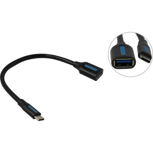 Адаптер-переходник Vention USB CM/ OTG USB 3.0 AF, гибкий - 0,15м. (CCVBB)